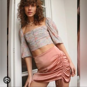 Blue silk Wilfred mini skirt